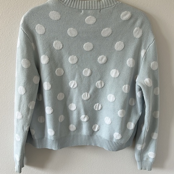 BCBGeneration Women's Polka Dot Cardigan Sweater, Baby Blue, S - Picture 3 of 7